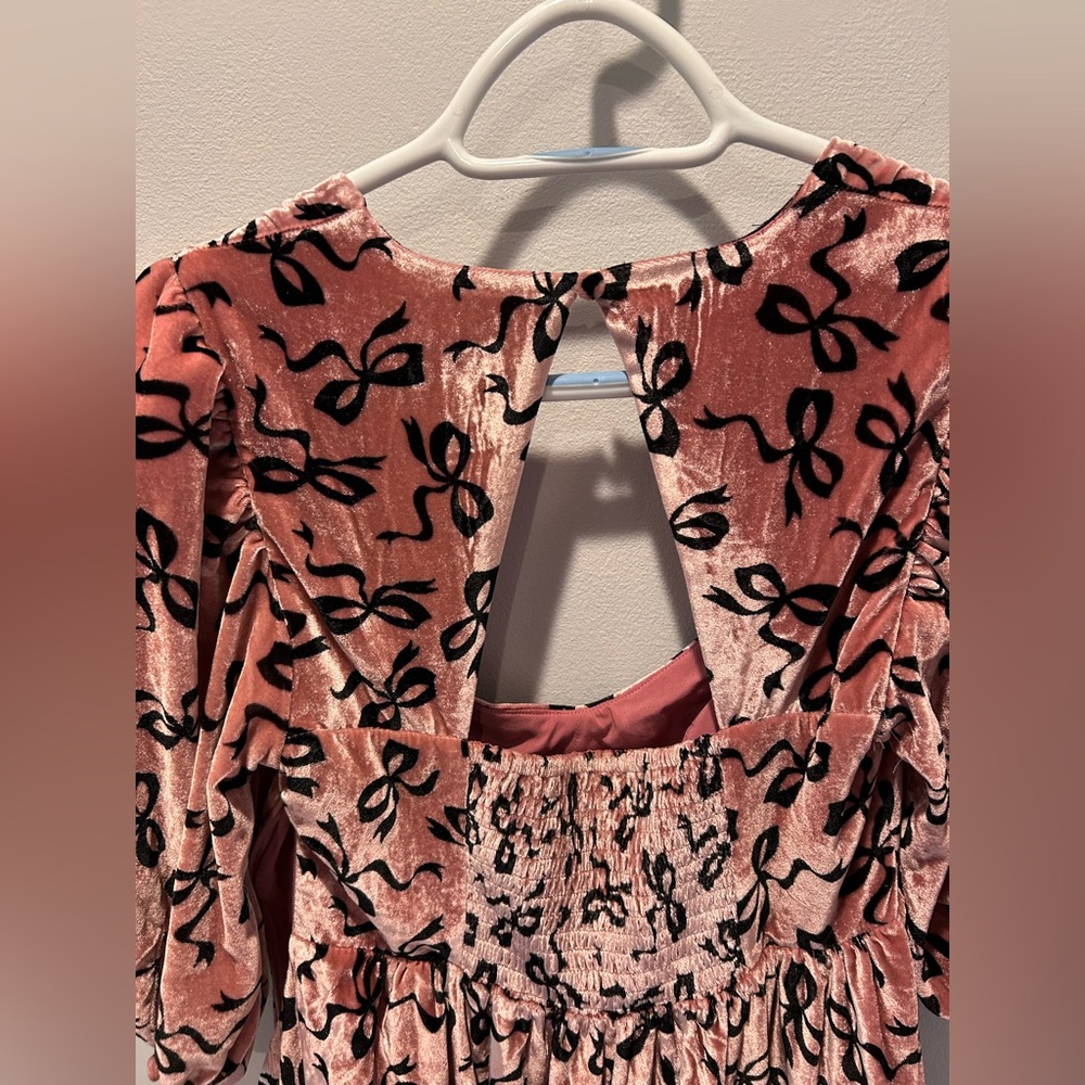 Maeve by Anthropologie Pink and Black Velvet Bow Dress - Picture 7 of 12
